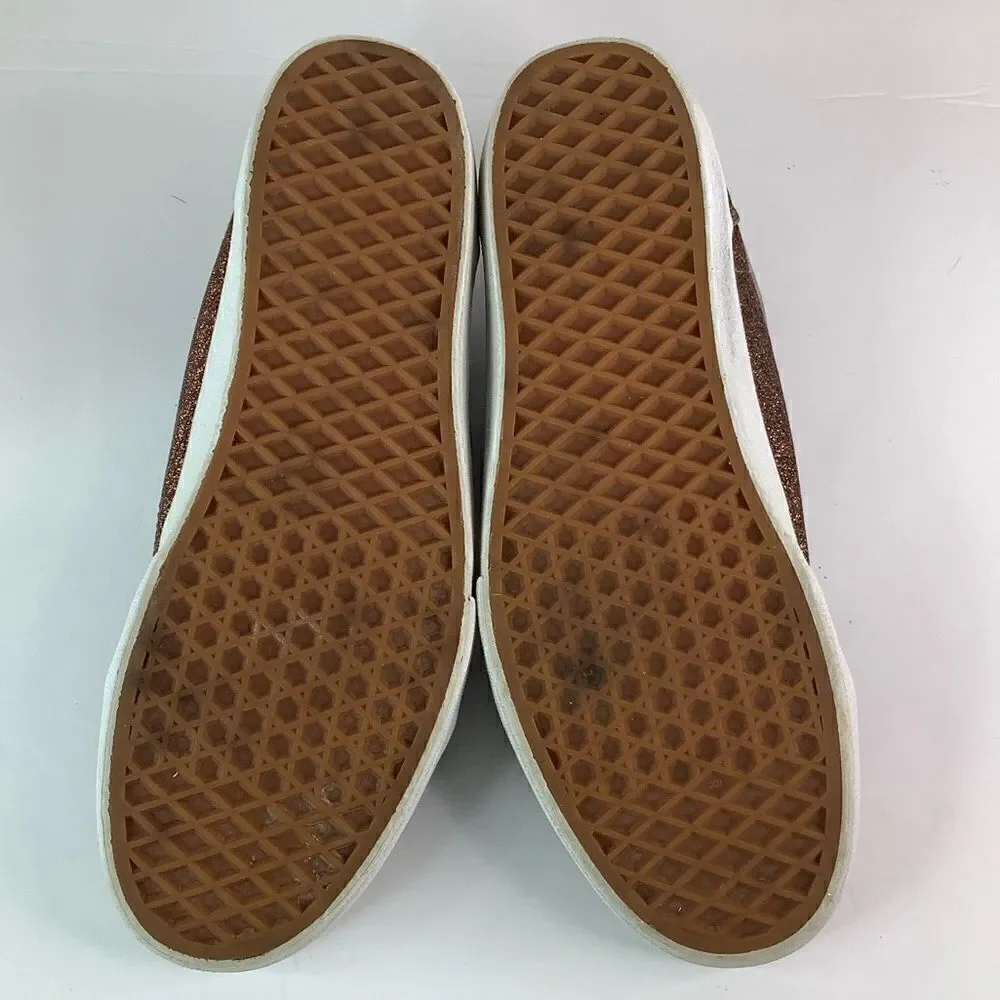 VANS Old Skool Skate Shoe Sparkle Glitter Brown Bronze Unisex Sz men 10/women 12